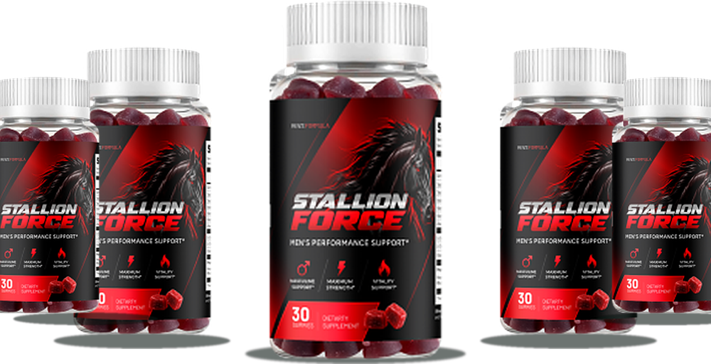 Bottles of Stallion Force daily men's vitality gummy