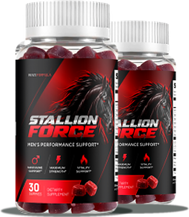 Two bottles of Stallion Force daily men's vitality gummy